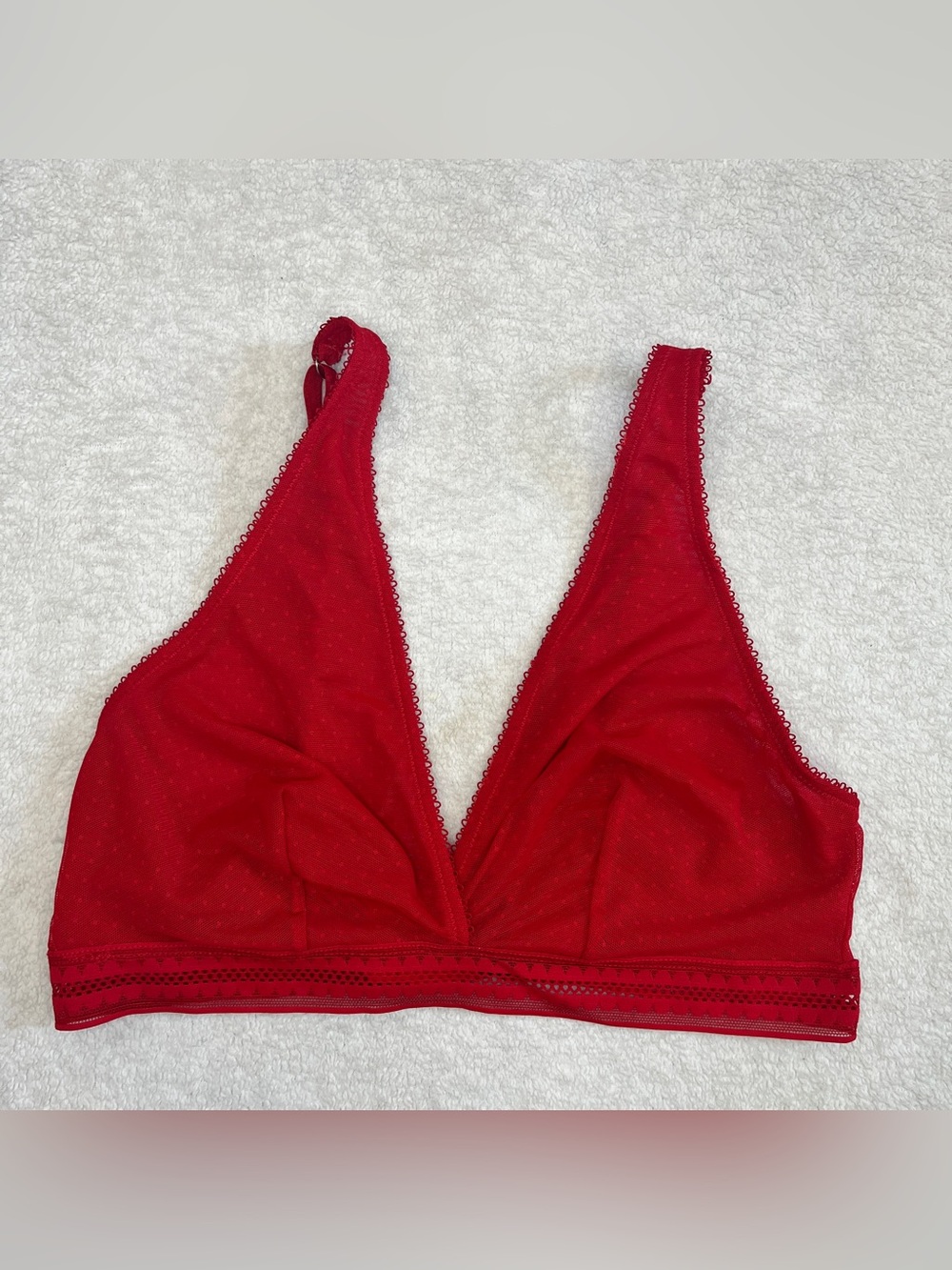 Free People Womens Unlined Bralette Sheer Lace Wireless Size Large Red